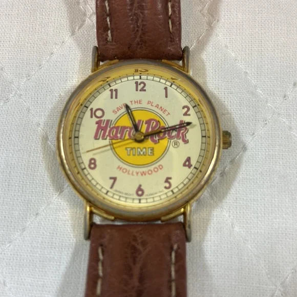 Vintage HardRock Cafe Watch. Original Brown Leather Band. New Battery. 1 Owner Hard Rock Café Watch | eBay main image 4